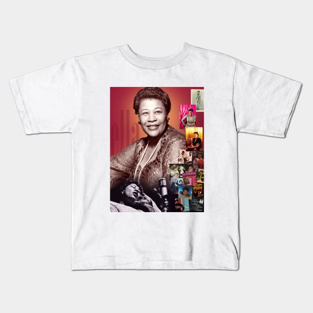 Ella Fitzgerald Collage Portrait Kids T-Shirt by Dez53